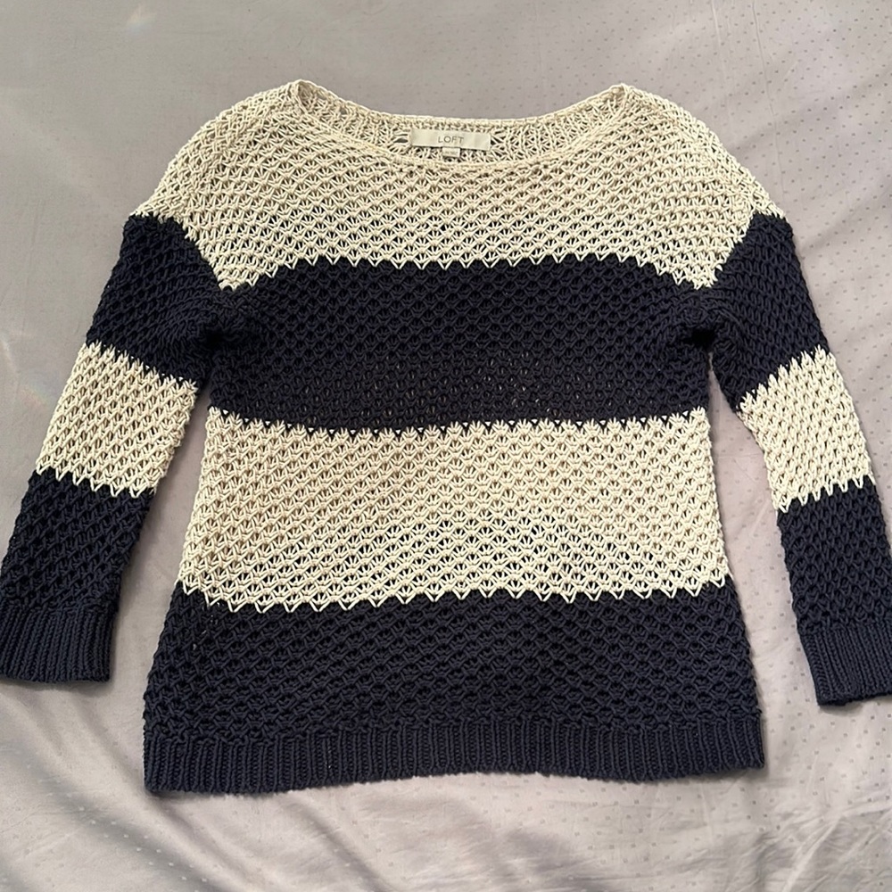 LOFT KNIT STRIPED SWEATER